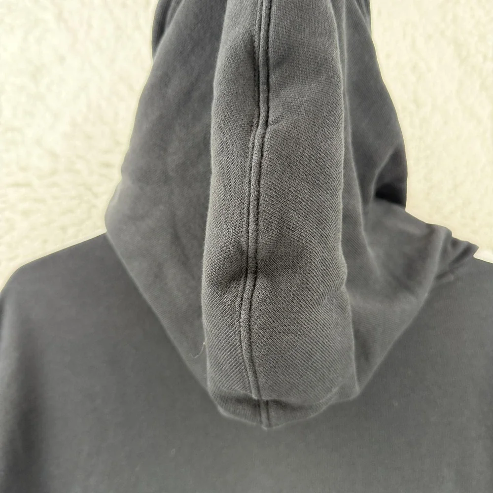 Adidas Originals Hoodie Womens Medium Black 3 Stripe Cropped Fleece Pullover‎